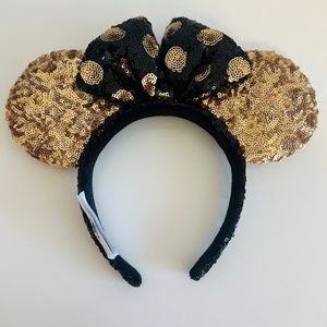 Disney Parks Mouse Ears Black Gold Polka Dot Minnie Bow Headband 2020